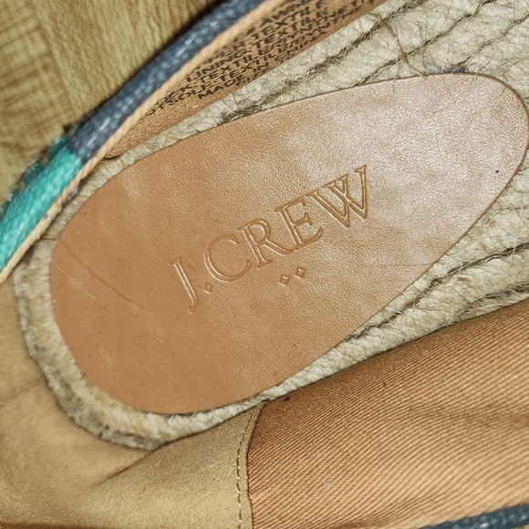 J. CREW Striped Canvas Slip on Espadrille Flats - Blue and Teal, size 10 - Picture 9 of 11